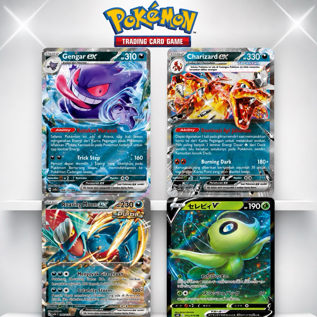 POKEMON TCG GENGAR ROARING MOON CELEBI CHARIZARD V EX RR