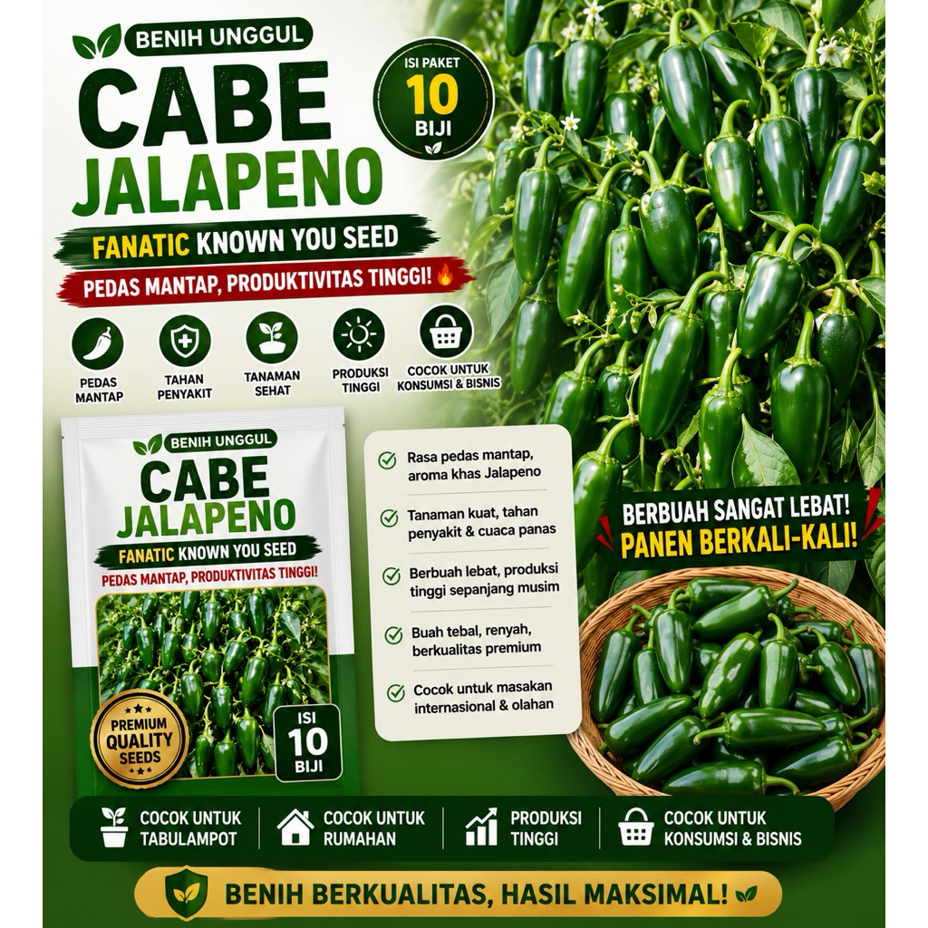 10 Biji - Benih Cabe Jalapeno Hibrida Fanatic Known You Seed