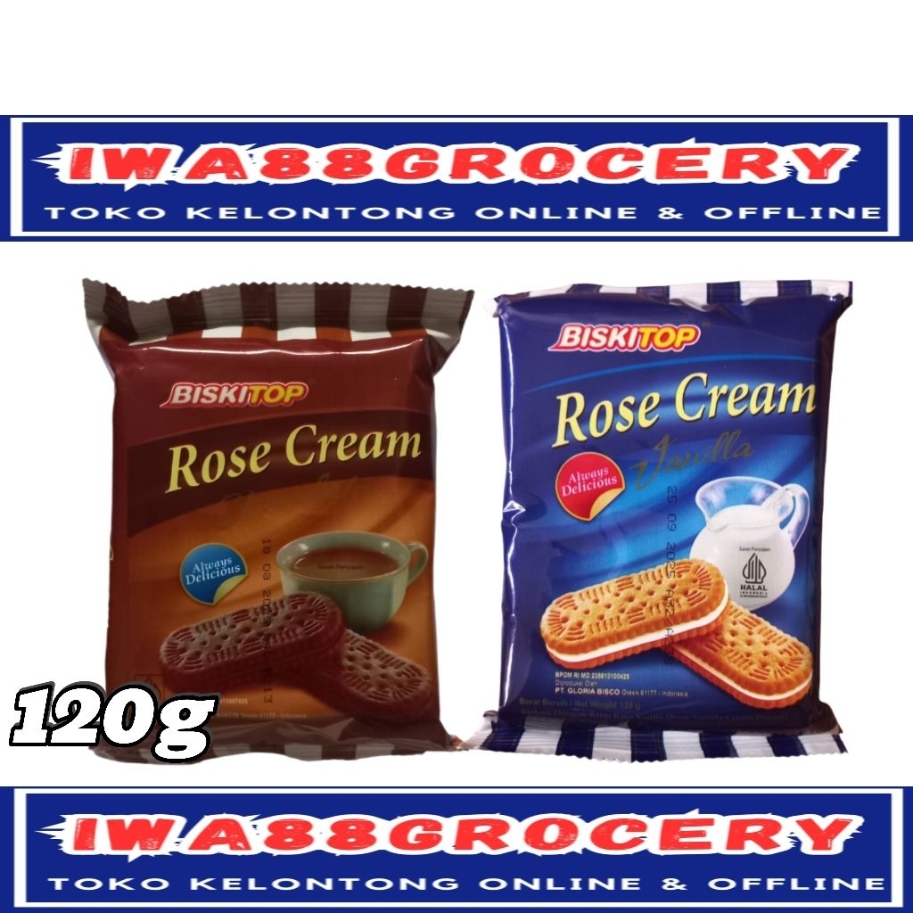 (min.beli 2pcs)Biskitop rose cream chocolate & vanilla 120gr