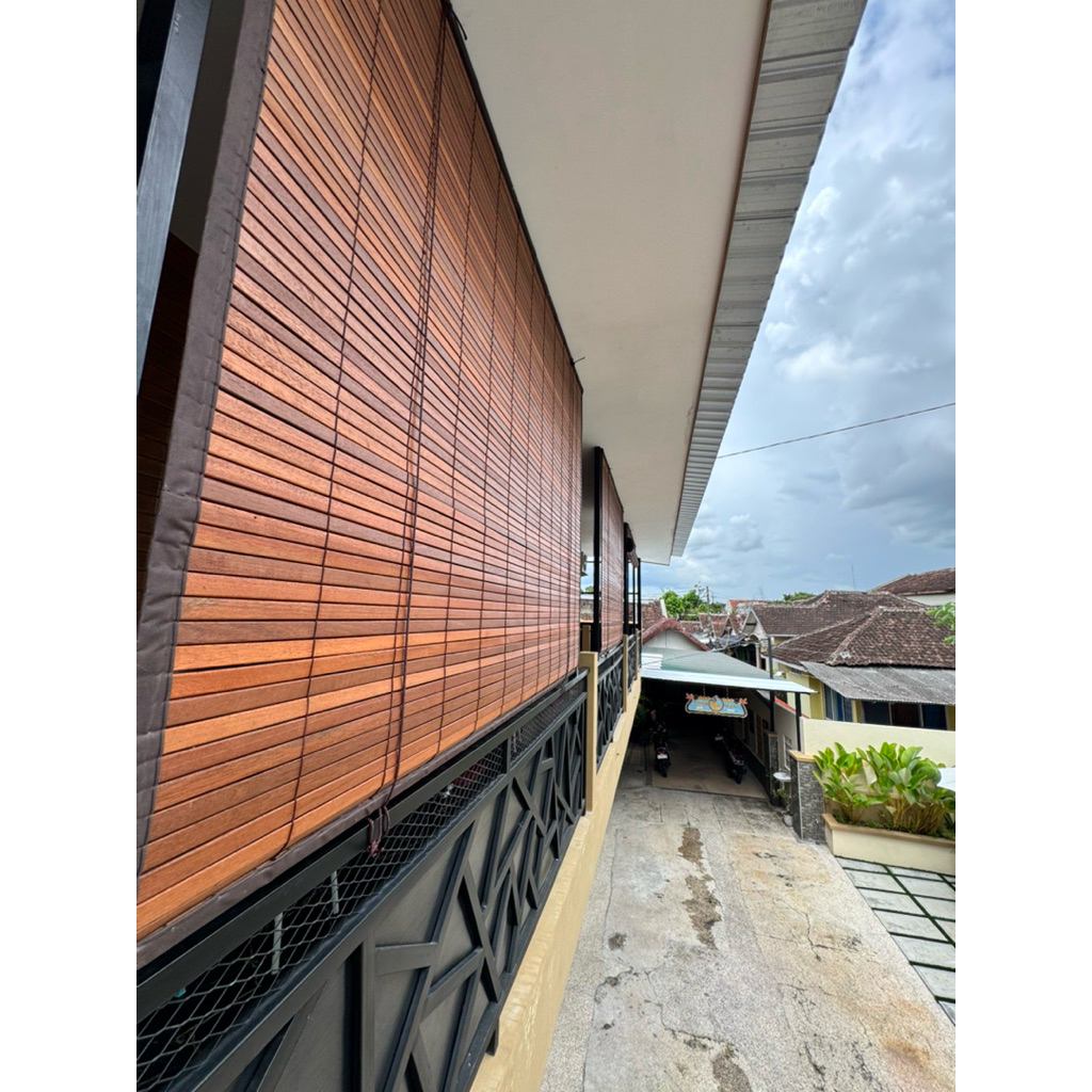 krey kayu waterproof L 3m x T 2,5m | krey kayu lapisan kain | tirai kayu waterproof | tirai kayu out