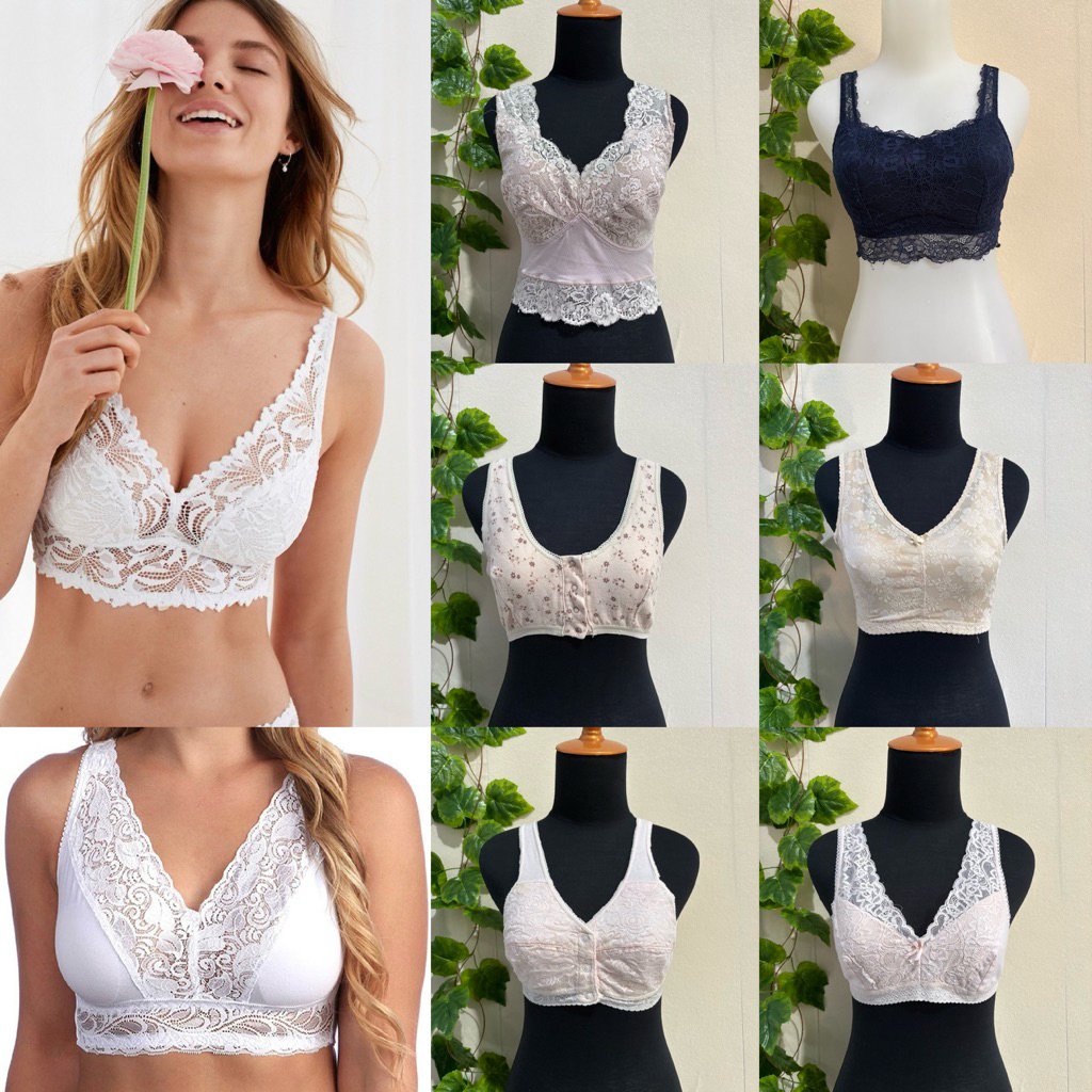 BRA / BH / miniset / BH sport / BRA renda lace seamless nyaman tanpa kawat brukat kancing depan paka