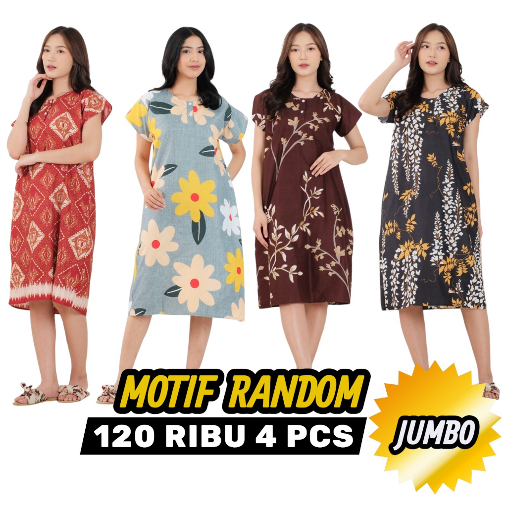 Daster Jumbo 120 Dapat 4 Pcs | 100ribu Dapat 4 Daster | Daster 100 Dapat 4 Pcs