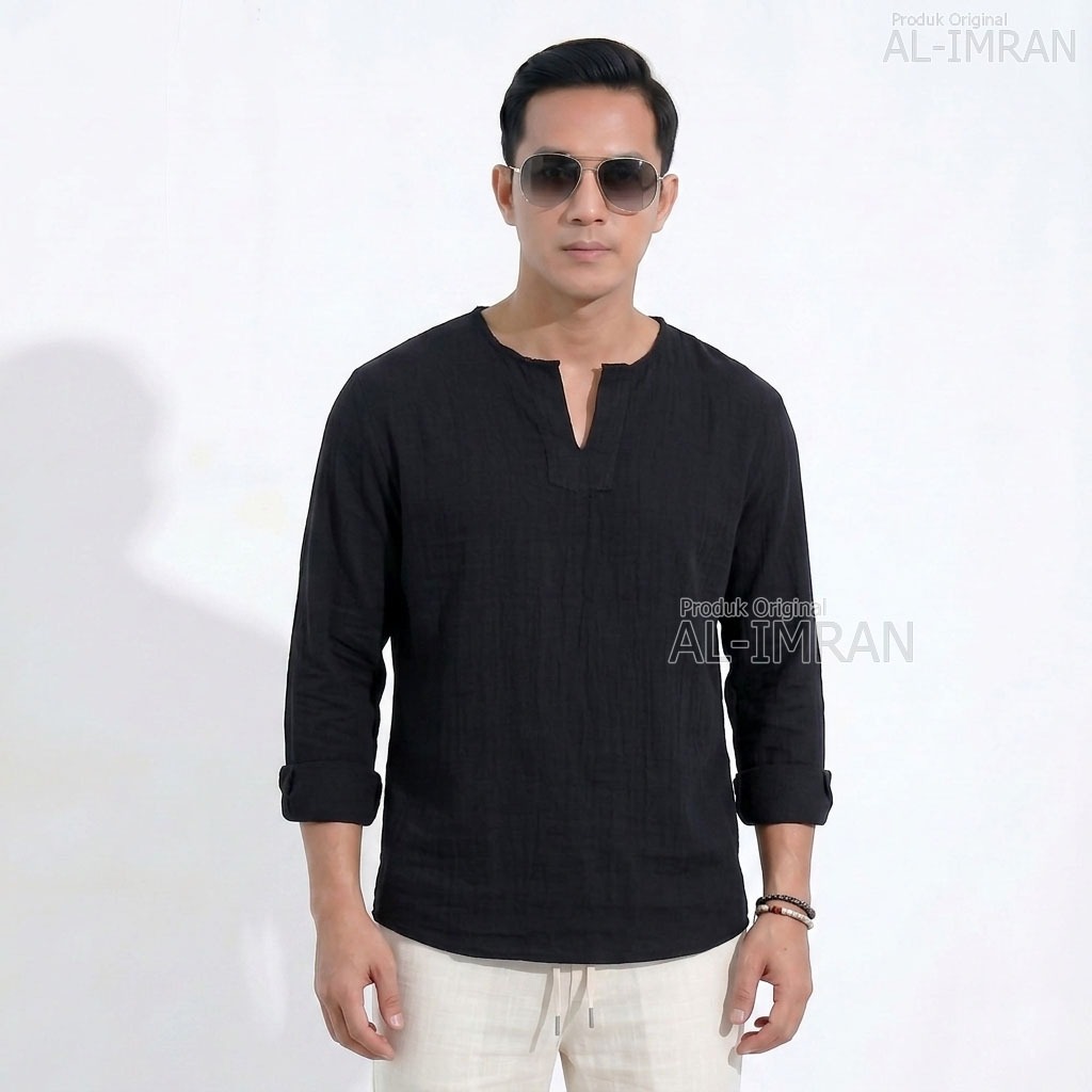 Atasan Linen Kasual Kemeja Linen Pria Tangan Panjang  Baju Koko Linen Casual Baju Linen Pria Casual