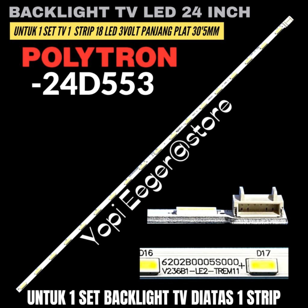BACKLIGHT TV LED POLYTRON 24 INCH 24D553 BACKLIGHT TV POLYTRON 24 INCH