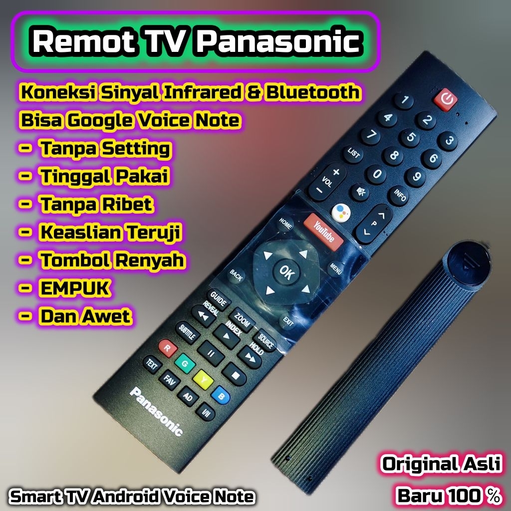 REMOT TV PANASONIC ASLI BARU ORIGINAL BISA GOOGLE VOICE NOTE TANPA SETING REMOTE TV PANASONIC REMOT 
