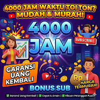 4000 JAM TAYANG YOUTUBE GARANSI UANG KEMBALI , MURAH MUDAH