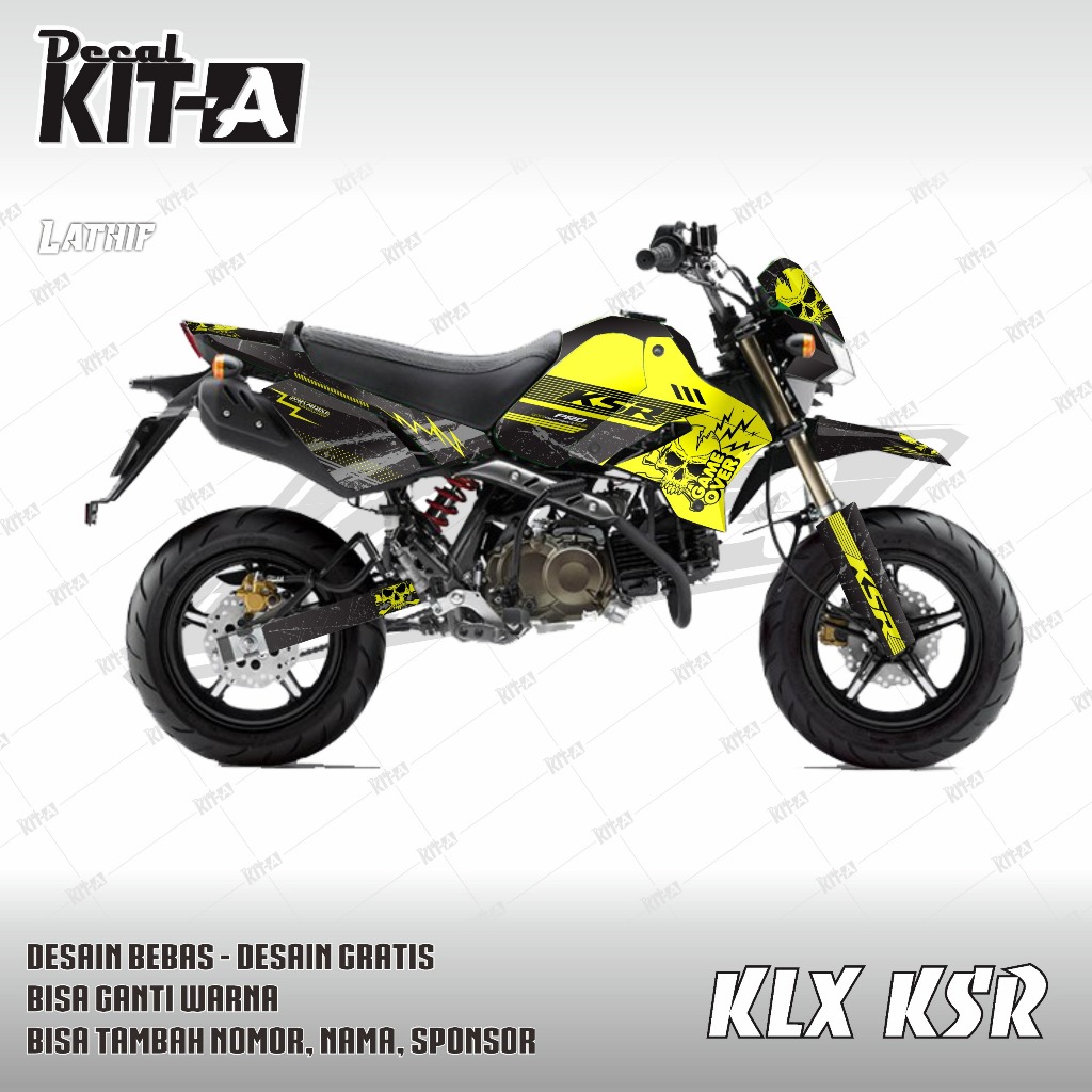 Decal stiker motor KSR fullbody Motif Bergaris Merah D-KSR-001