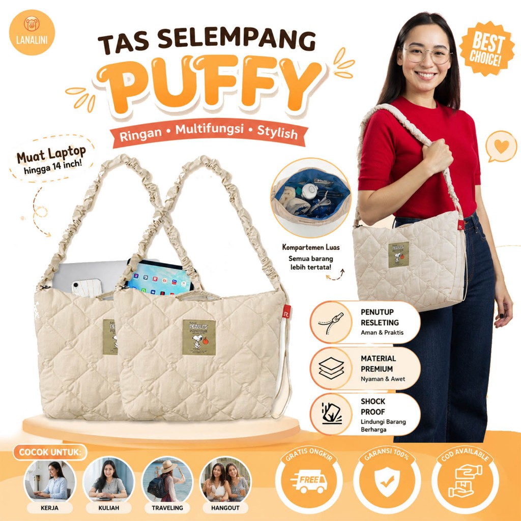 Tas Selempang Slingbag Pouff Puff Micro Shoulder Bag Totebag Puffy Fashion Wanita Cewek Korean Style
