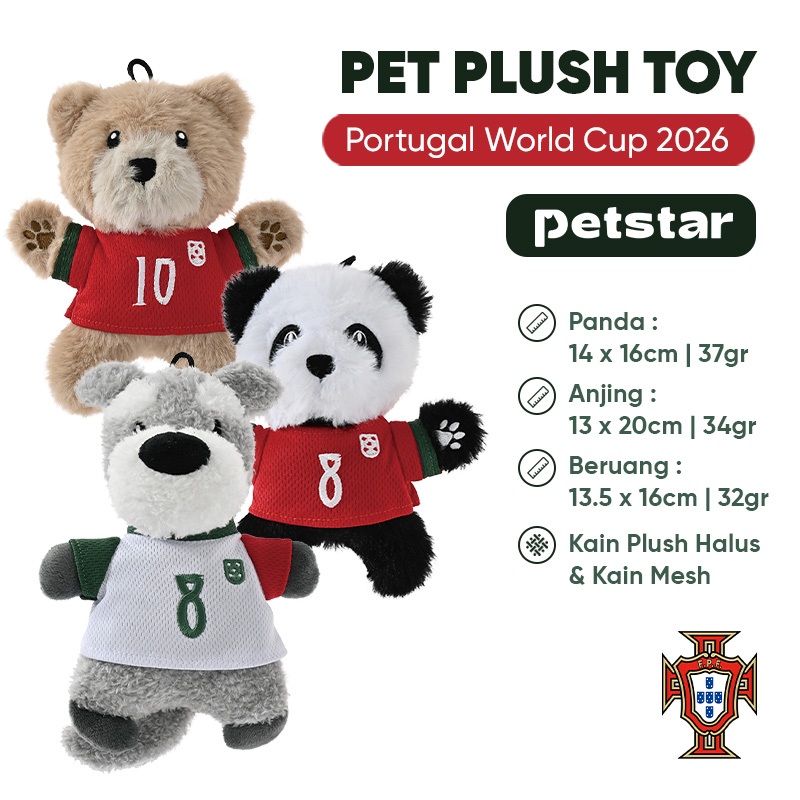 Petstar Merchandise Resmi Portugal Piala Dunia 2026 Boneka Mainan Anjing