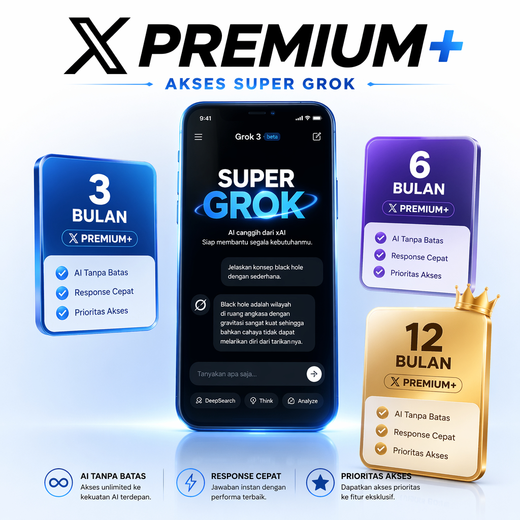 SUPER GROK AI VIA X PREMIUM+ | X PREMIUM PLUS SUPER GROK