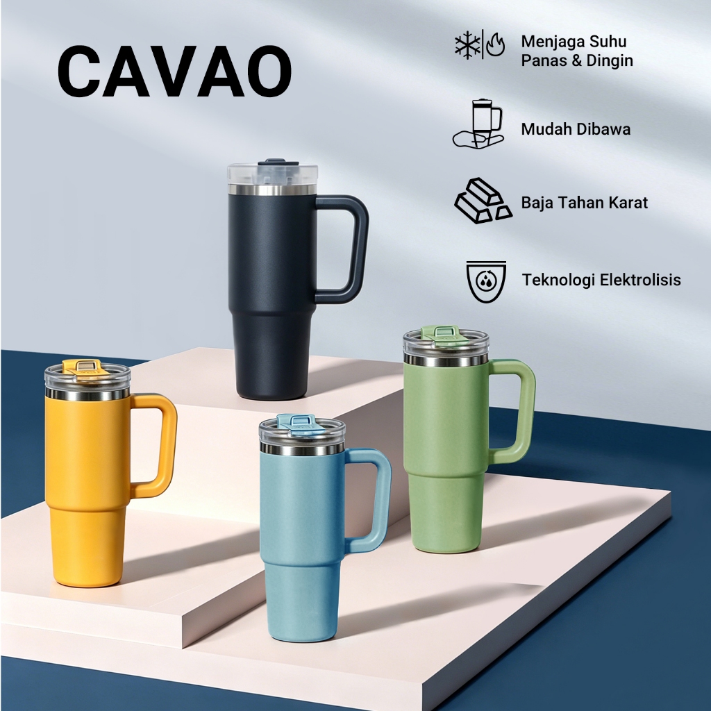 CAVAO Cangkir Kopi Portabel Stainless Steel 1200 ml  Termos Berkapasitas Besar  Termos Vakum