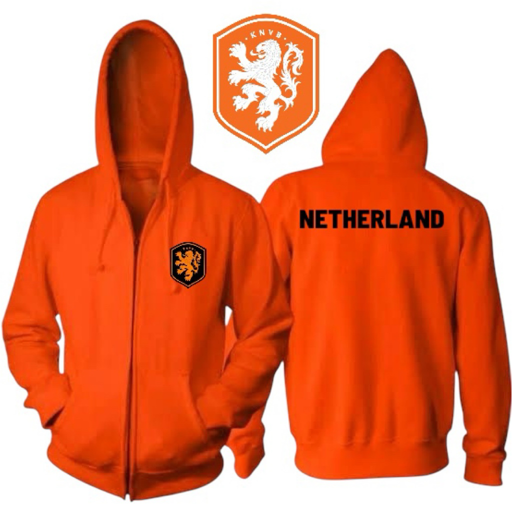 JAKET HOODIE ZIPPER PRIA BOLA NEGARA TIMNAS BELANDA CUP PIALA DUNIA 2026
