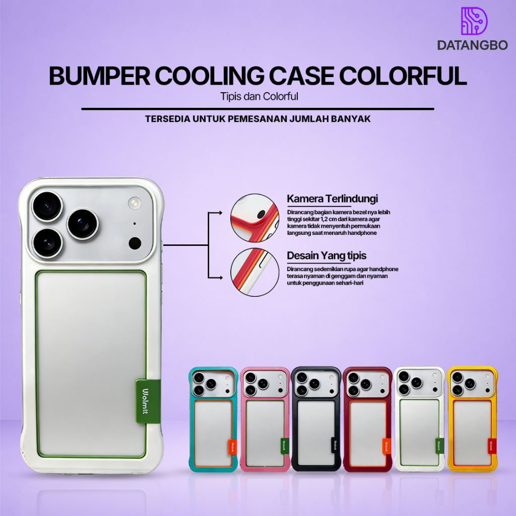 Frame Bumper Rubber Cooling Colorfull Case iPhone 11 12 13 14 15 16 17 Pro Max Plus