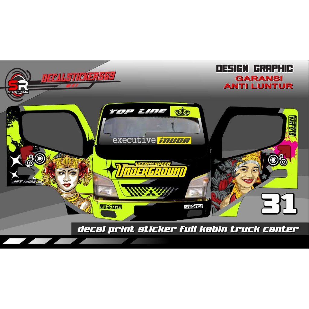 CUSTOM STIKER UNTUK TRUCK CANTER FULL KABIN