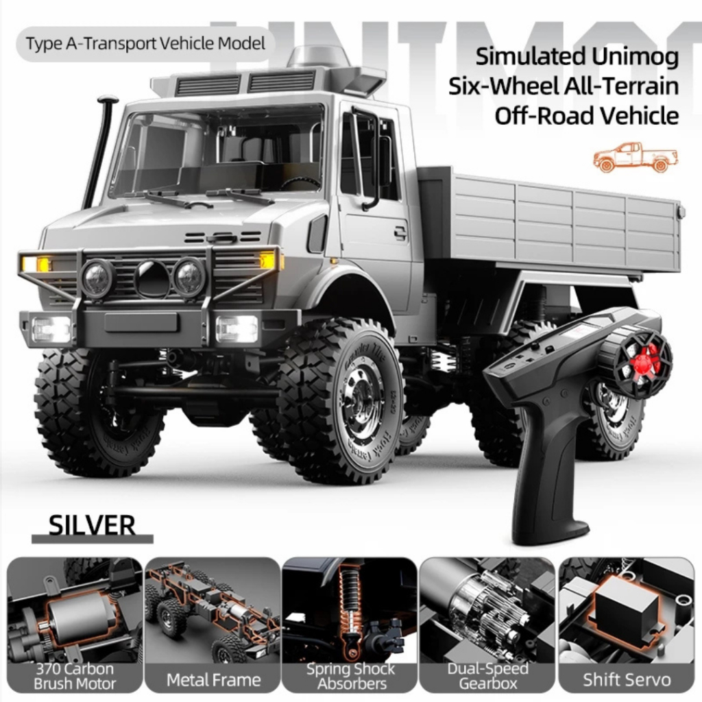 JJRC C8823 UNIMOG rc truck 6 x 6 six wheel drive 2.4ghz full propo RTR mainan truk off road