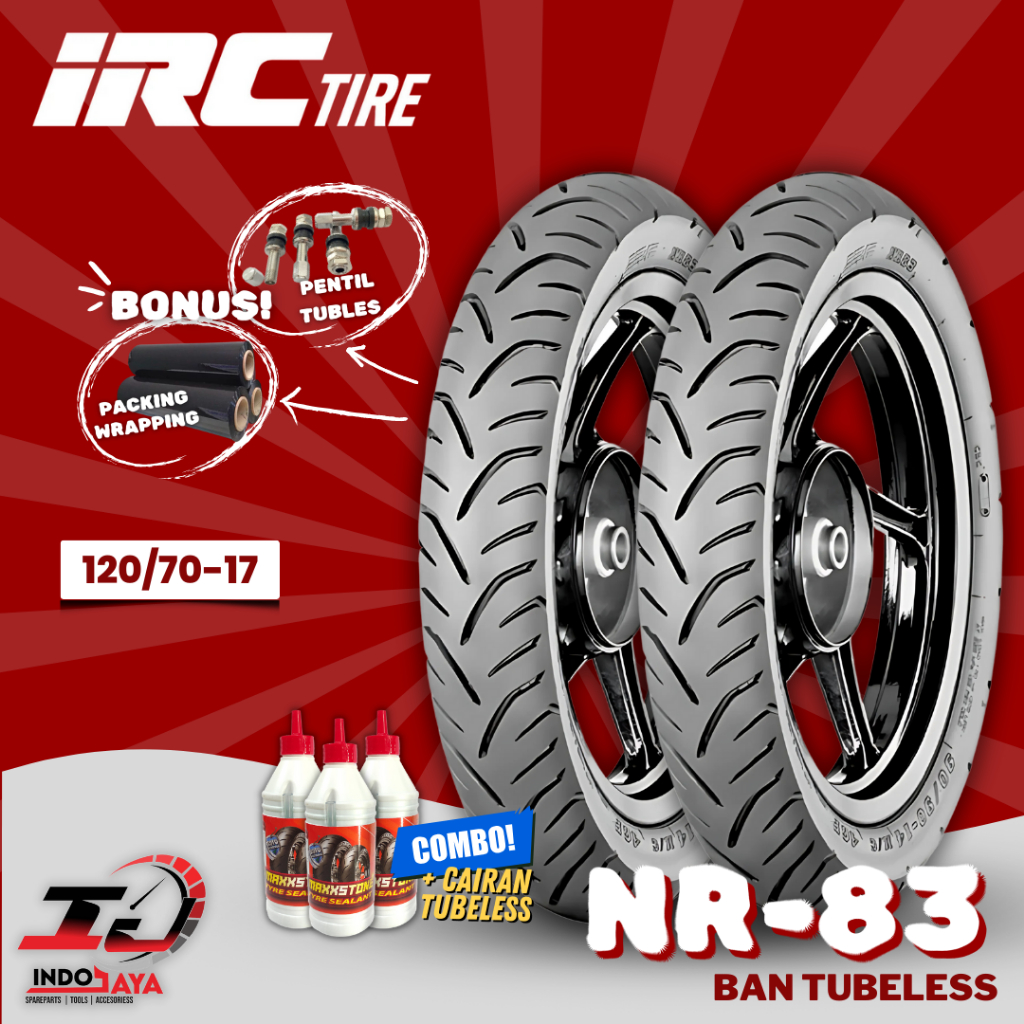 [READY COD] BAN IRC NR83 TUBELESS R17 ( 120/70-17 ) BAN LUAR MOTOR BEBEK SPORT DEPAN BELAKANG / RING