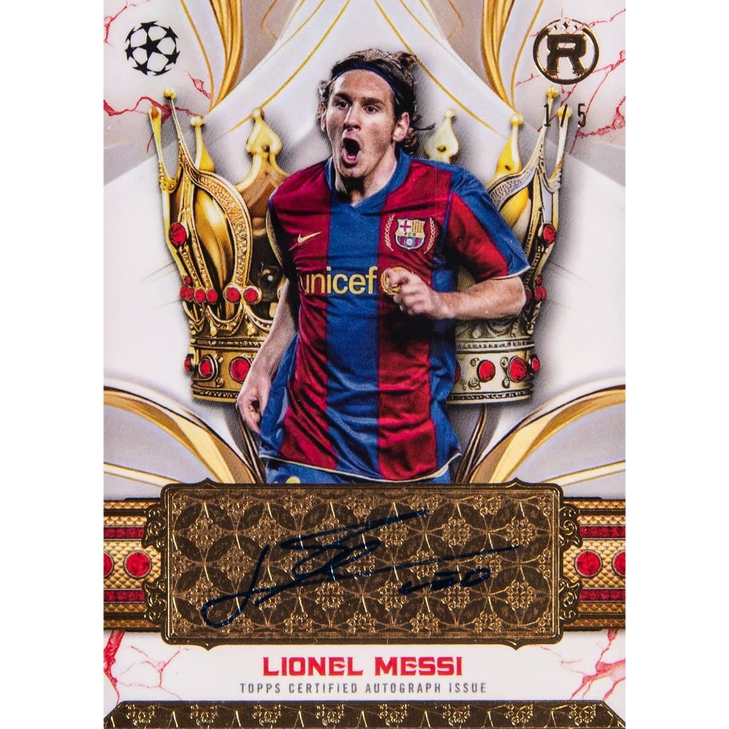 Fullprint Replica Kartu Mainan Anak Jadul Bola tanda tangan Messi 2007 Crowned