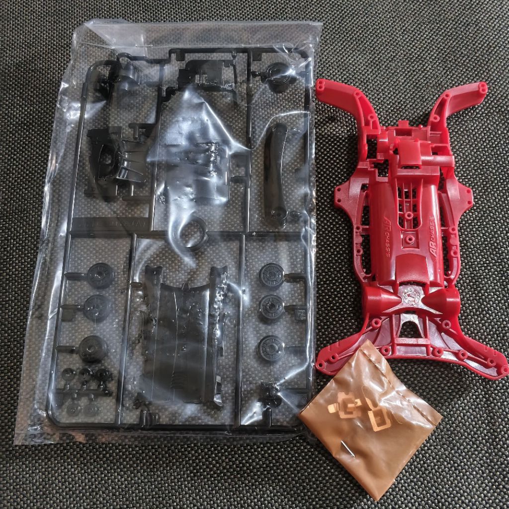 tamiya Ar chassis red set gearbox dan terminal original / tamiya chassis ar