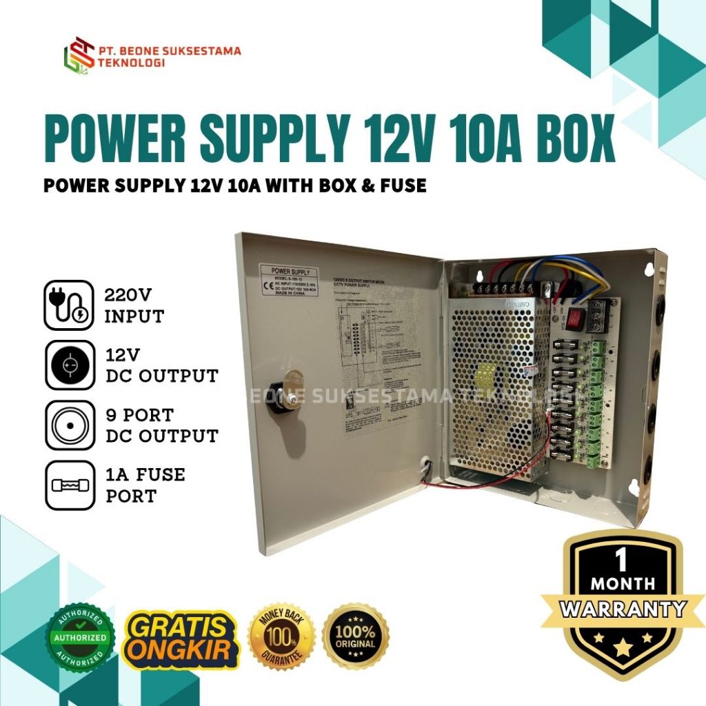 PSU Power Supply CCTV 12V 10A Box -PSU Box CCTV - Garansi