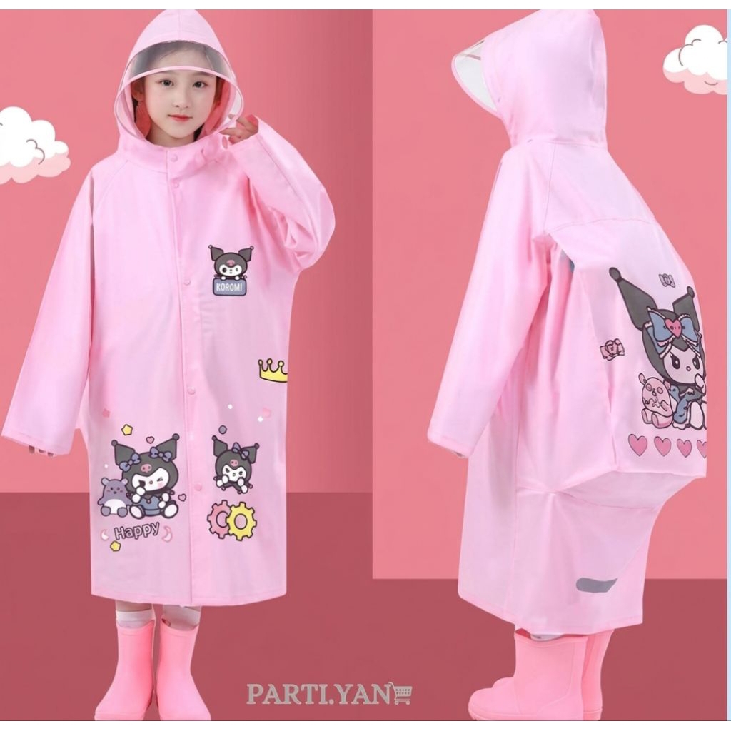 901-Jas Hujan Kuromi Backpak/Jas Hujan Terusan Anak/Jas Hujan Backpak/JasHujan Anak/Raincoat