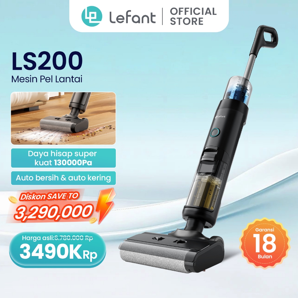 Lefant LS200 Vacuum Cleaner Wet Dry 130000Pa | Sterilisasi 99,99%  | Cordless Vacuum Cleaner
