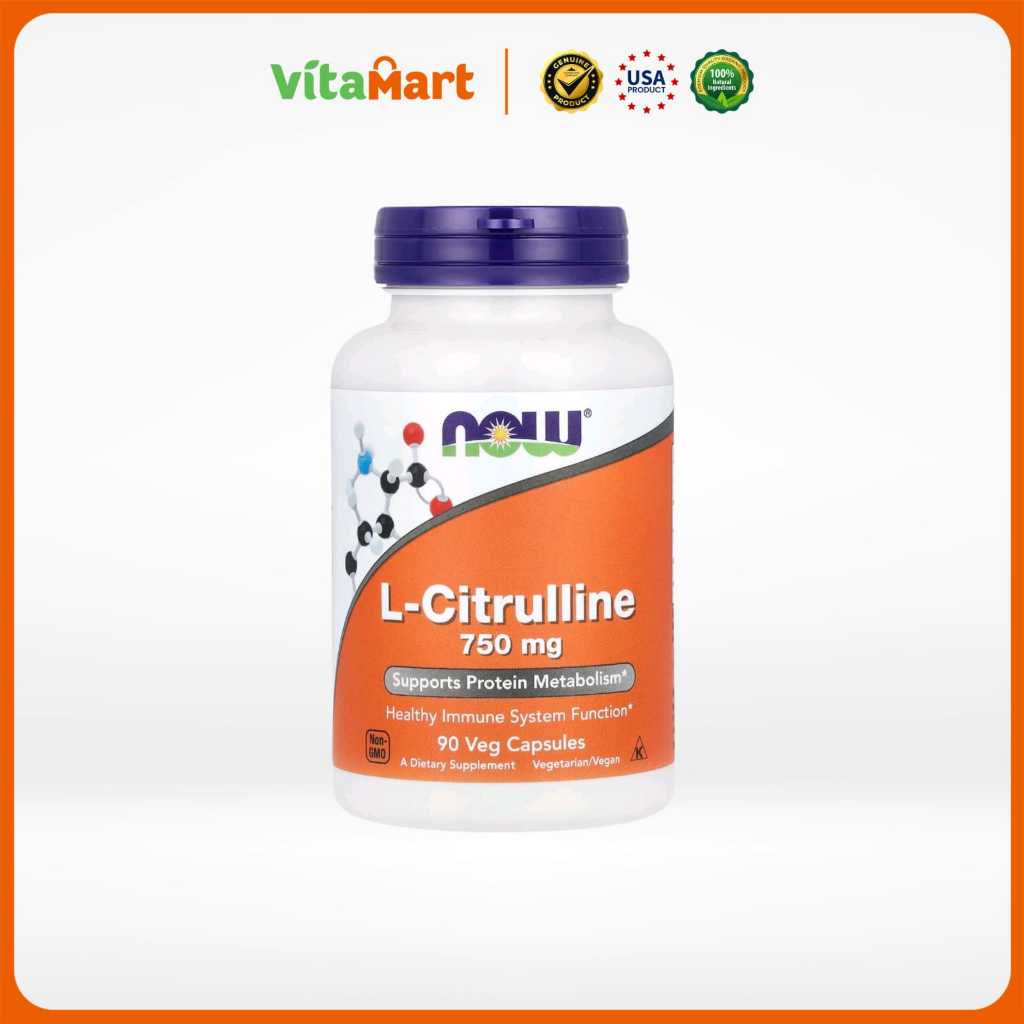 NOW L-Citrulline , 750mg , 90 Veg capsules , L Citrulline , USA