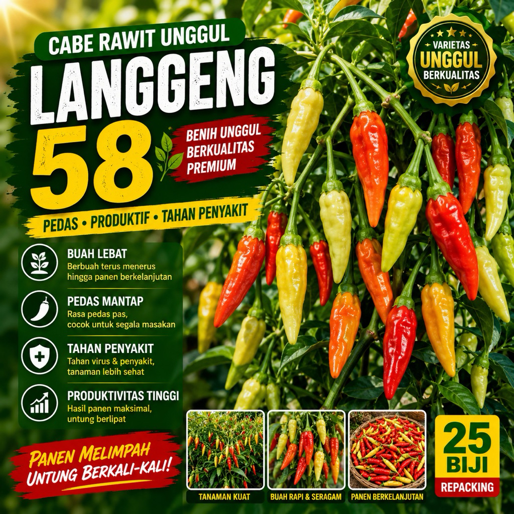 Isi 25 Biji Benih Cabe rawit unggul LANGGENG 58- repacking