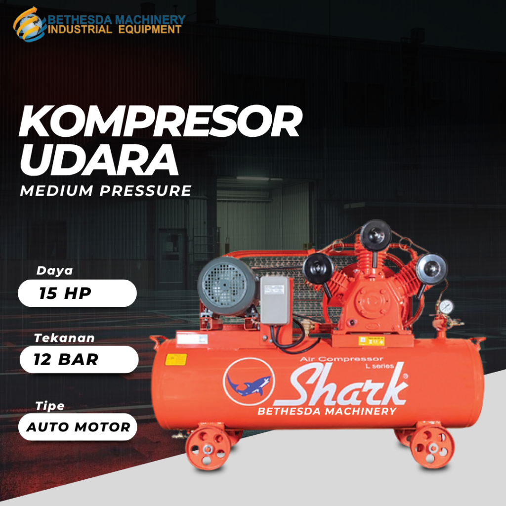 Mesin Kompresor Auto + motor dinamo 15 HP /Shark Auto Motor Air compressor 15 HP - 12 BAR