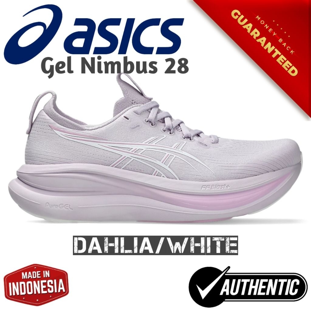 Sepatu Wanita Asics Gel Nimbus 28 Dahlia White Original
