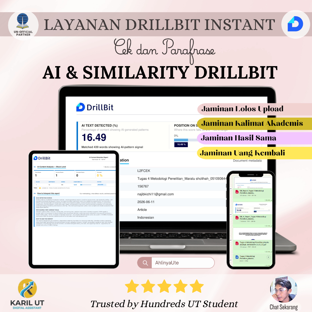 Parafrase & Cek Tugas UT – Solusi Cepat Turunkan Skor Drillbit & Turnitin