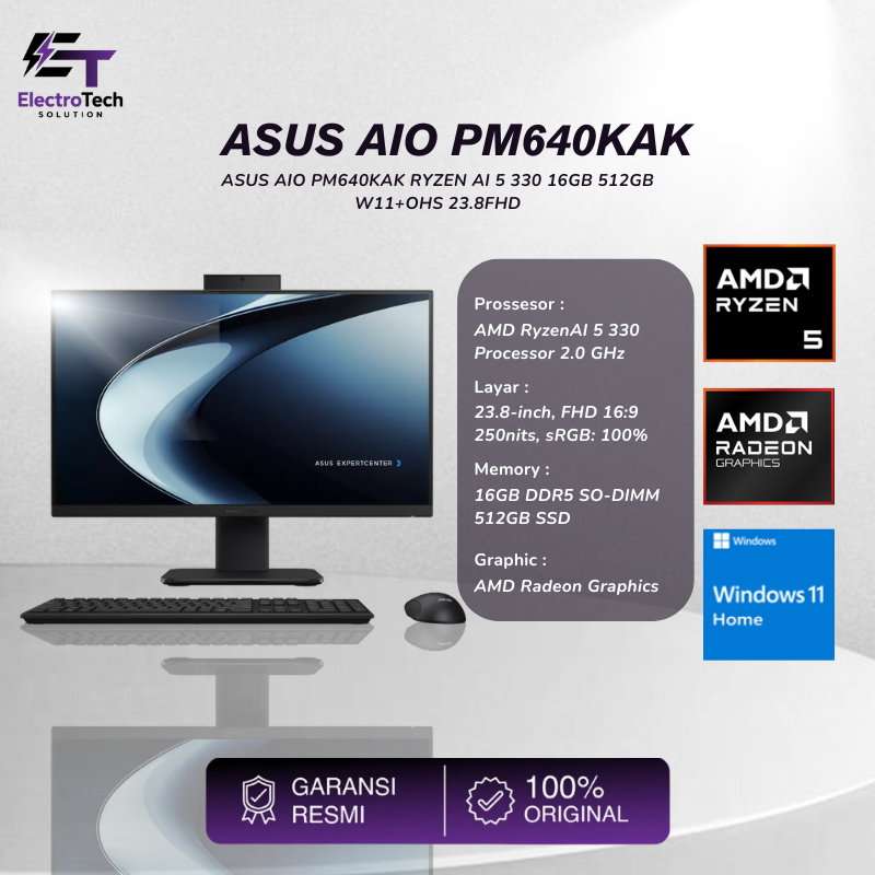 ASUS AIO PM640KAK RYZEN AI 5 330 16GB 512GB W11+OHS 23.8FHD