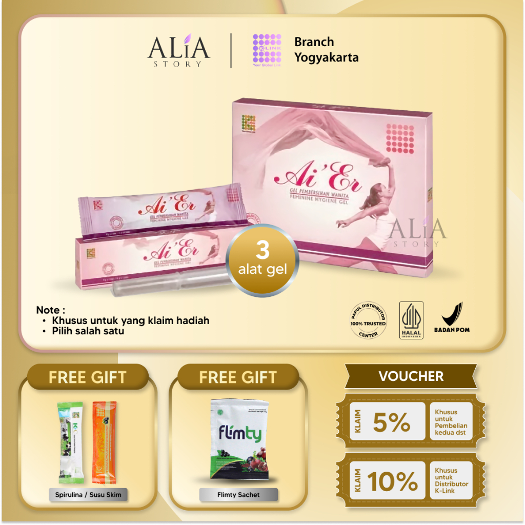 [EXCLUSIVE] AI ER Feminine Hygiene Gel (1 Box isi 3 Alat Gel) Pembersih Kewanitaan Gen Puyikang Taka
