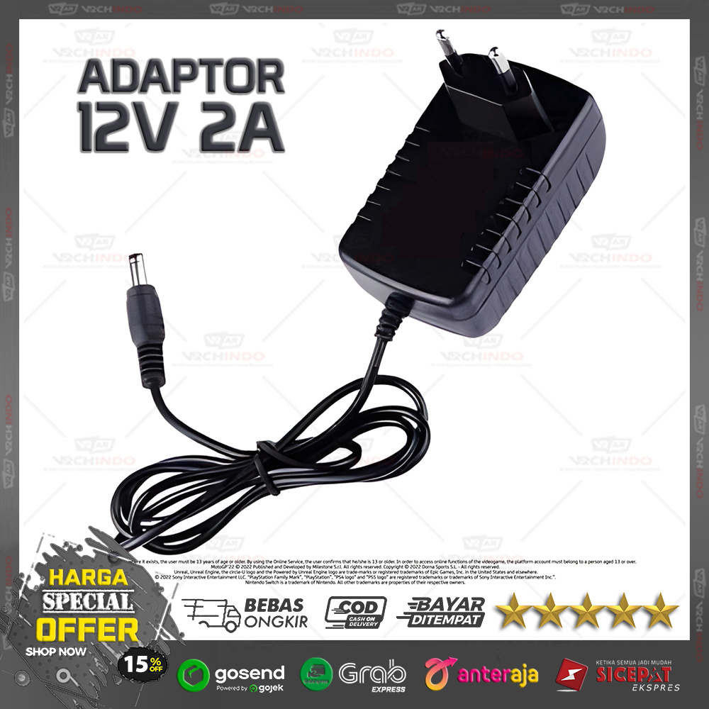 Adaptor Power DC 12V 2A / Charger Universal CCTV Router Lampu Fan High Quality 