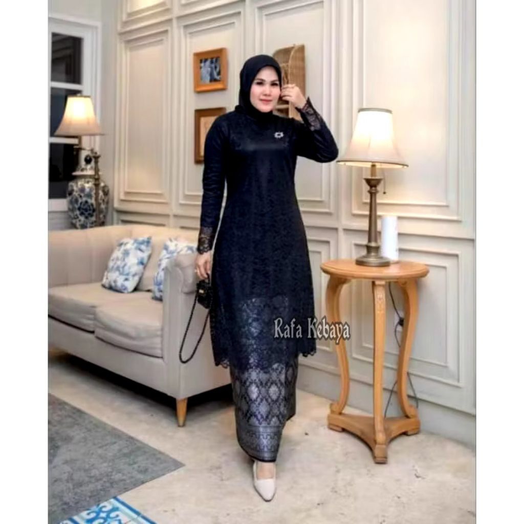 Setelan Kebaya Tunik Brokat Rok Songket/Setelan Kebaya Modern/ Kain Songket/ Kebaya Brokat Jumbo