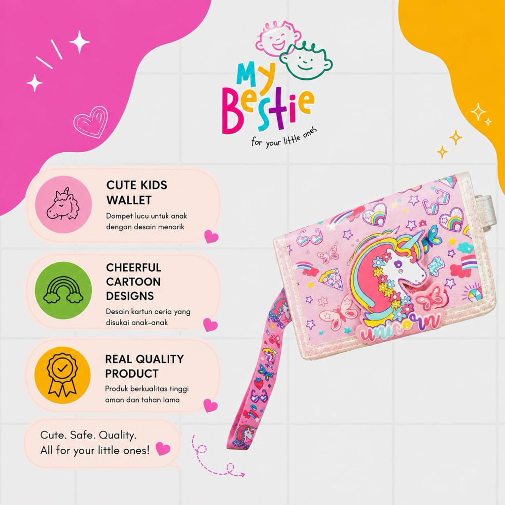 MyBestie - Dompet Anak/ Dompet Anak Lipat 2 Motif Lucu U2062