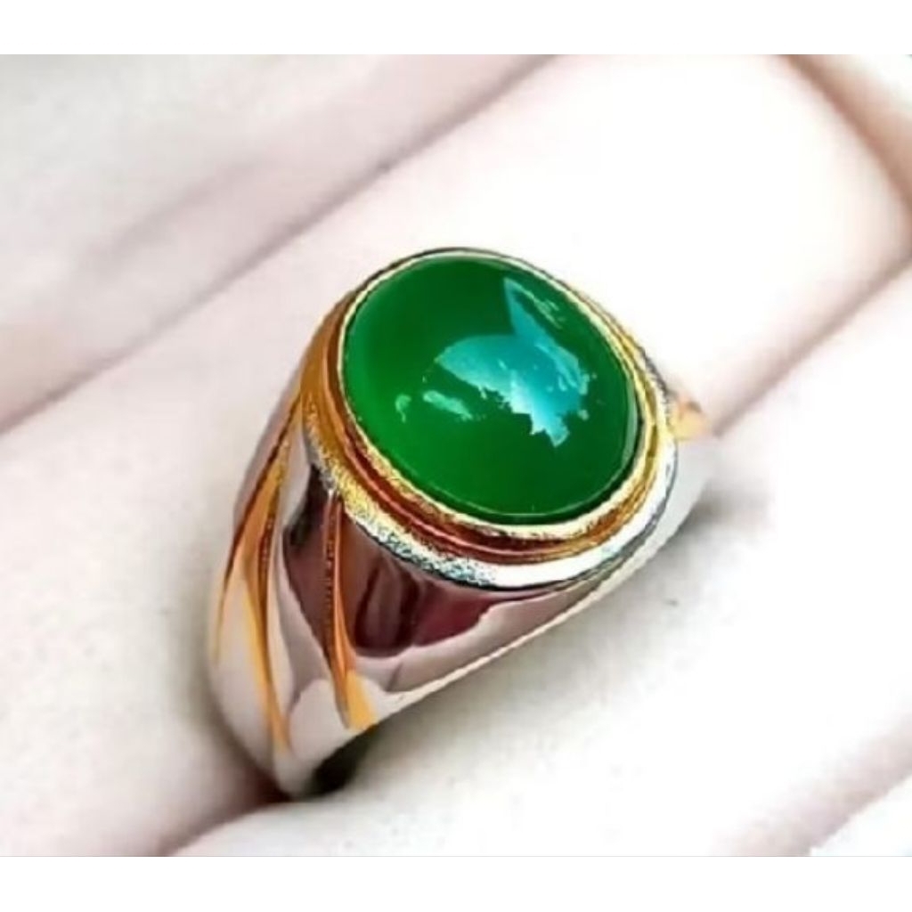 cincin batu calsadony hijau Garut original