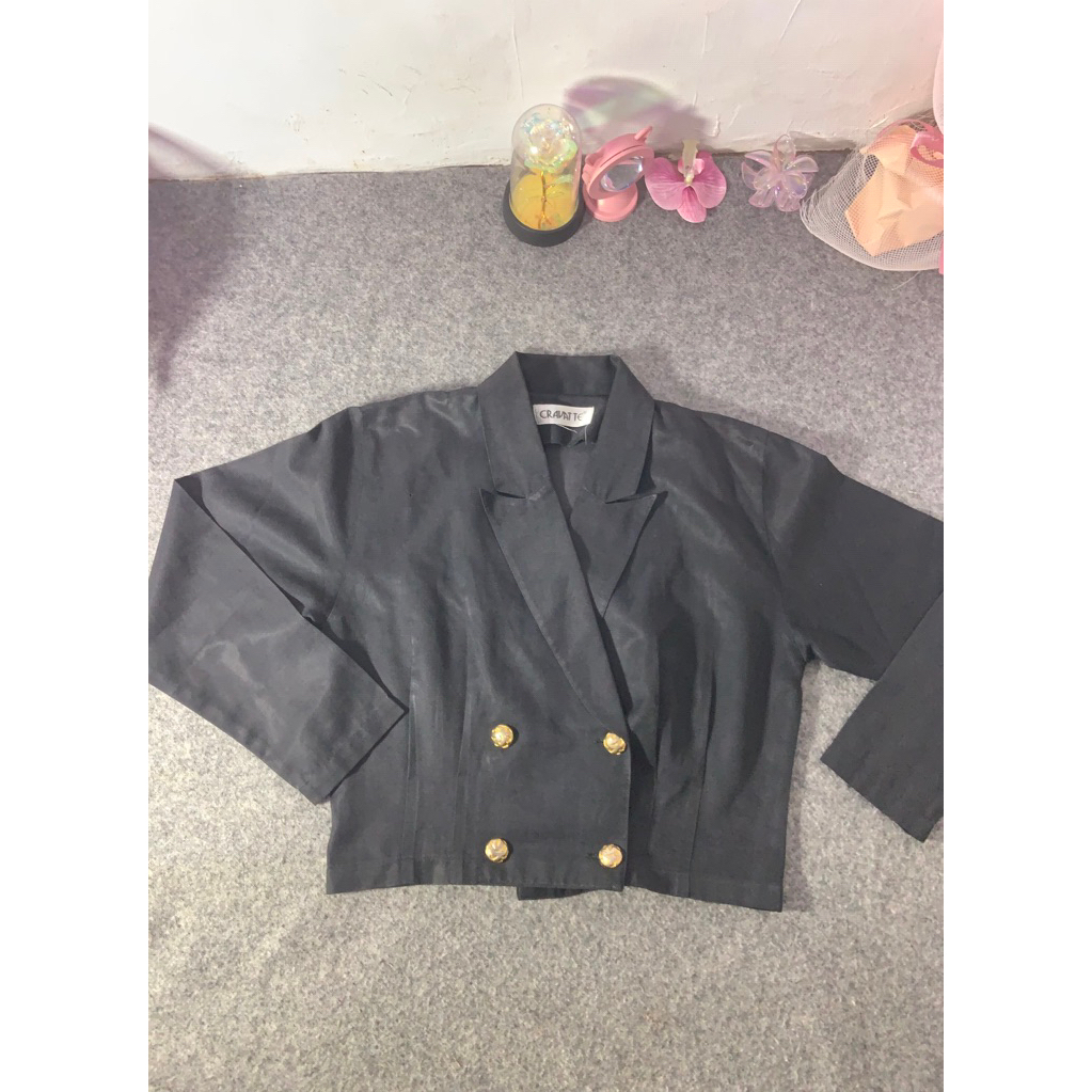 blazer crop hitam