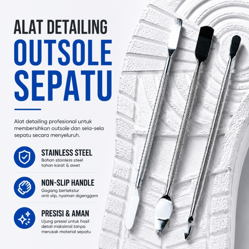 Alat Detailing Outsole Sepatu Stainless Steel - Alat Cukil Kotoran Sela Sepatu Pembersih Outsole