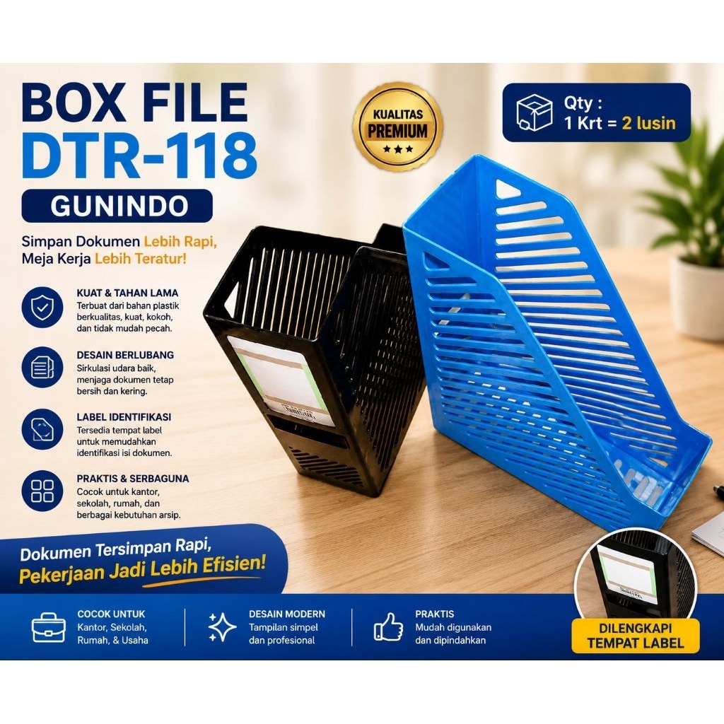 BOX FILE DTR-118 GUNINDO, BOX FILE PLASTIK DTR-119, BOX FILE DTR-319 GUNINDO KERANJANG BOX FILE DOKU