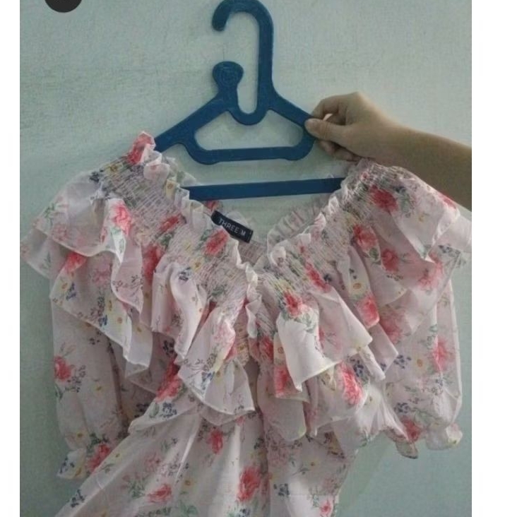 Atasan Sifon bunga pink prelove