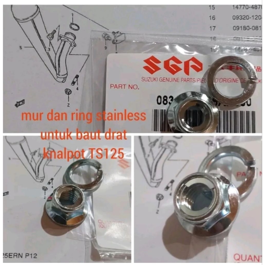 Mur knalpot TS125 mur lock knalpot TS 125 mur ring knalpot TS125
