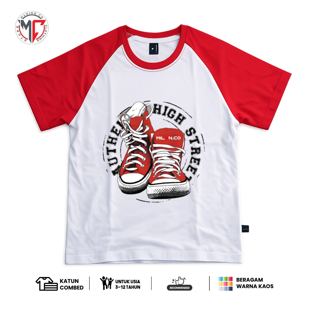 Kaos Anak Raglan Katun Combed 30s Motif Distro Urban