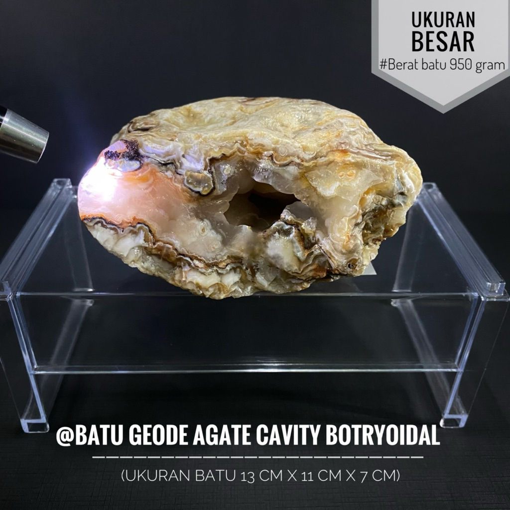 Batu Geode Agate Cavity Botryoidal L70 atau Batu Crystal Geode Cavity atau Clear Geode Agate Stone a