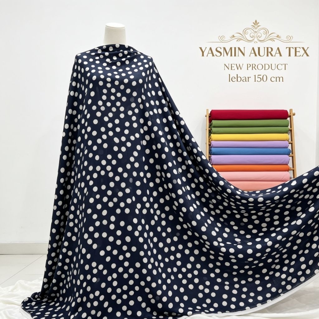 Kain Ceruty polkadot / kain jagung polkadot (3cm)