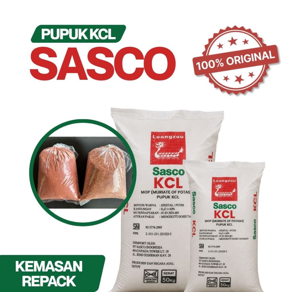 Pupuk KCL / Sasco Kemasan 50 kg ( REPACK )
