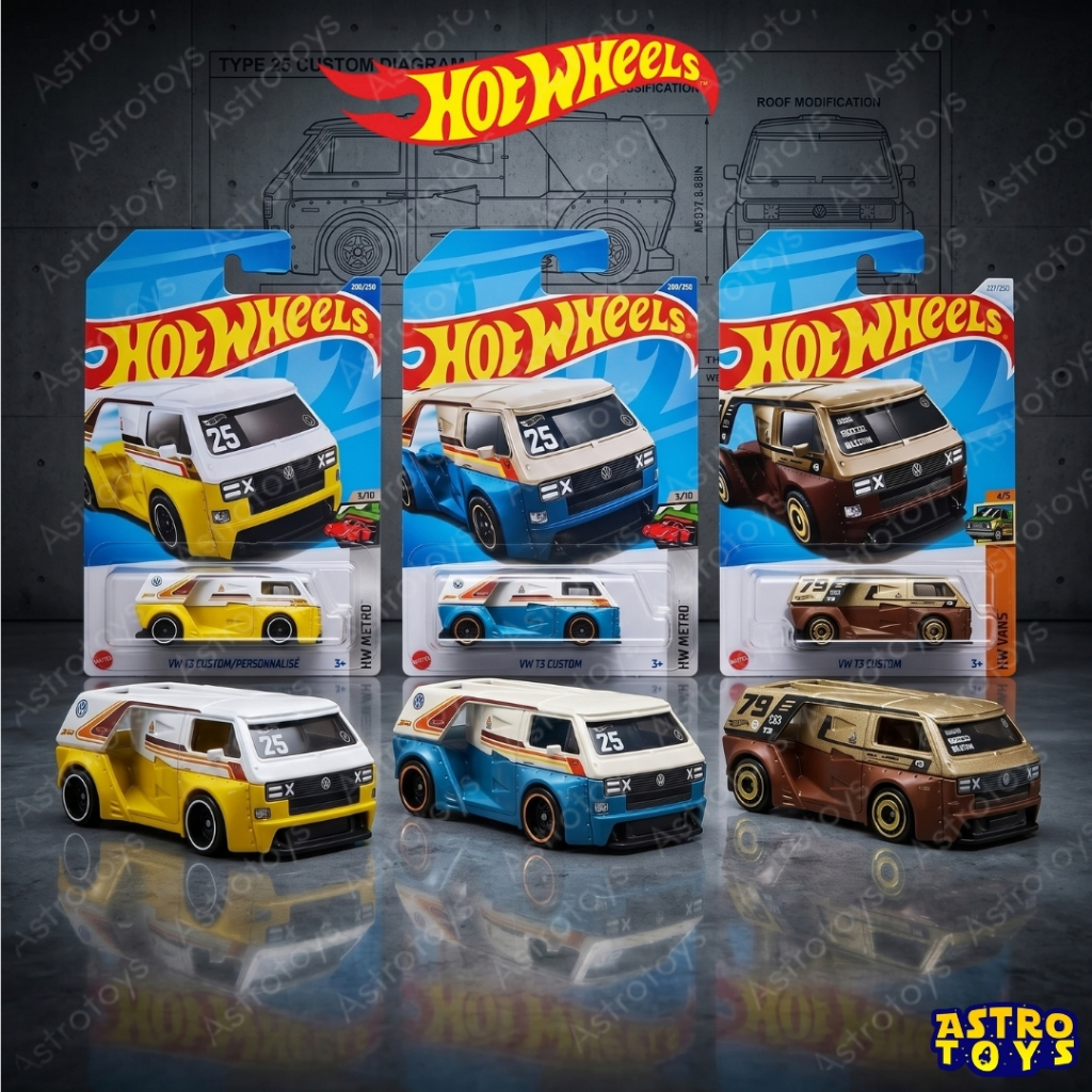 Hot Wheels Volkswagen VW T3 Custom Original 1:64 / Mainan Diecast Mobil Van Hotwheels