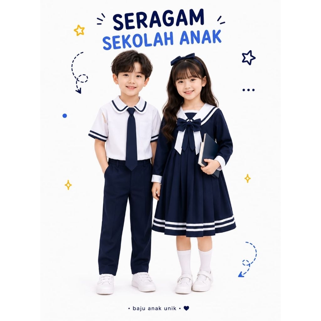 BAJUANAKUNIK / SERAGAM SEKOLAH TK / SERAGAM SEKOLAH PAUD / SERAGAM SEKOLAH ANAK / SERAGAM KOREA