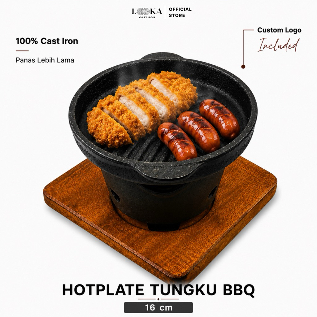 Looka Cast Iron Hot Plate Tungku BBQ Diameter 16 cm