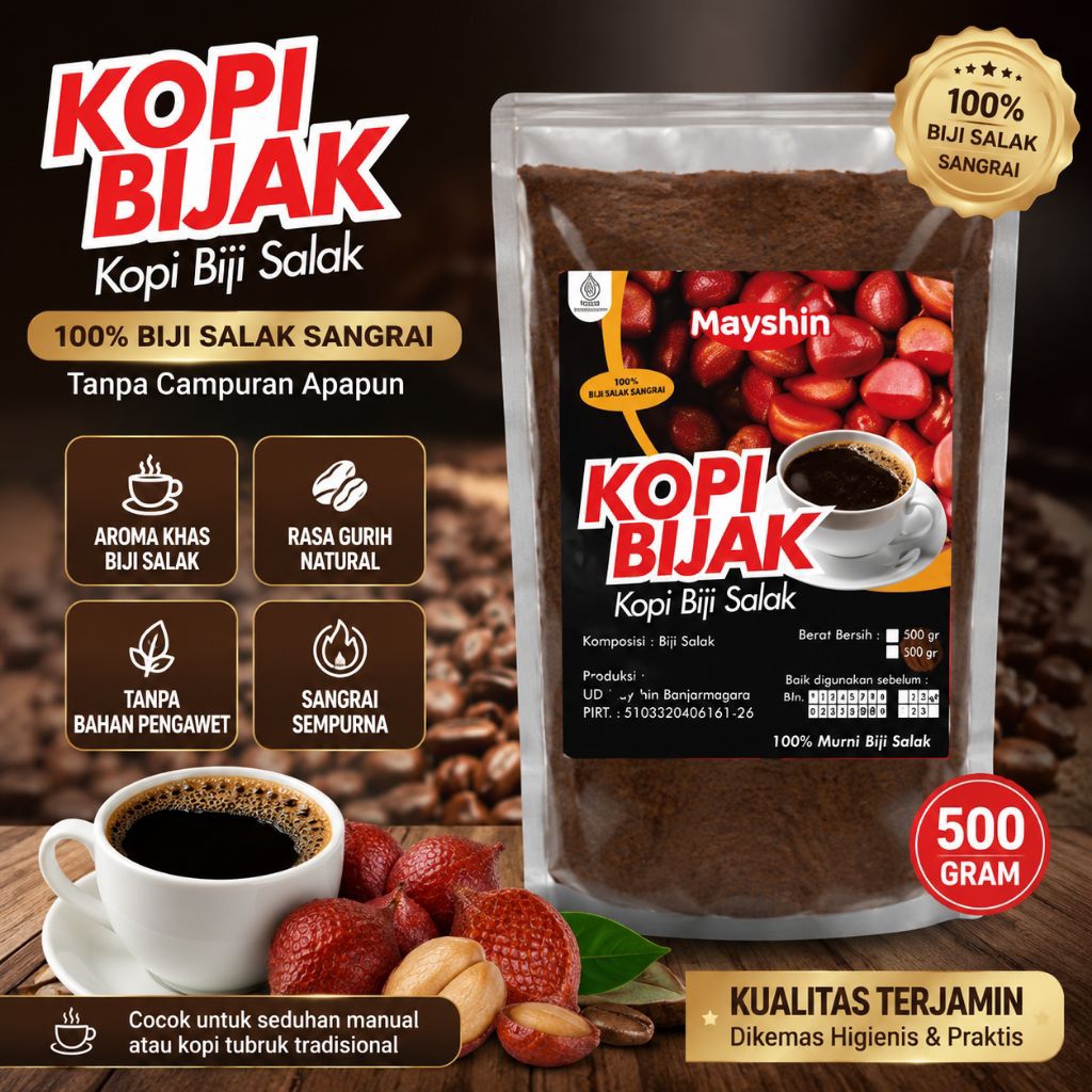 Bubuk Biji Salak 500 gr Murni Dari Biji Salak Sangrai Tanpa Campuran