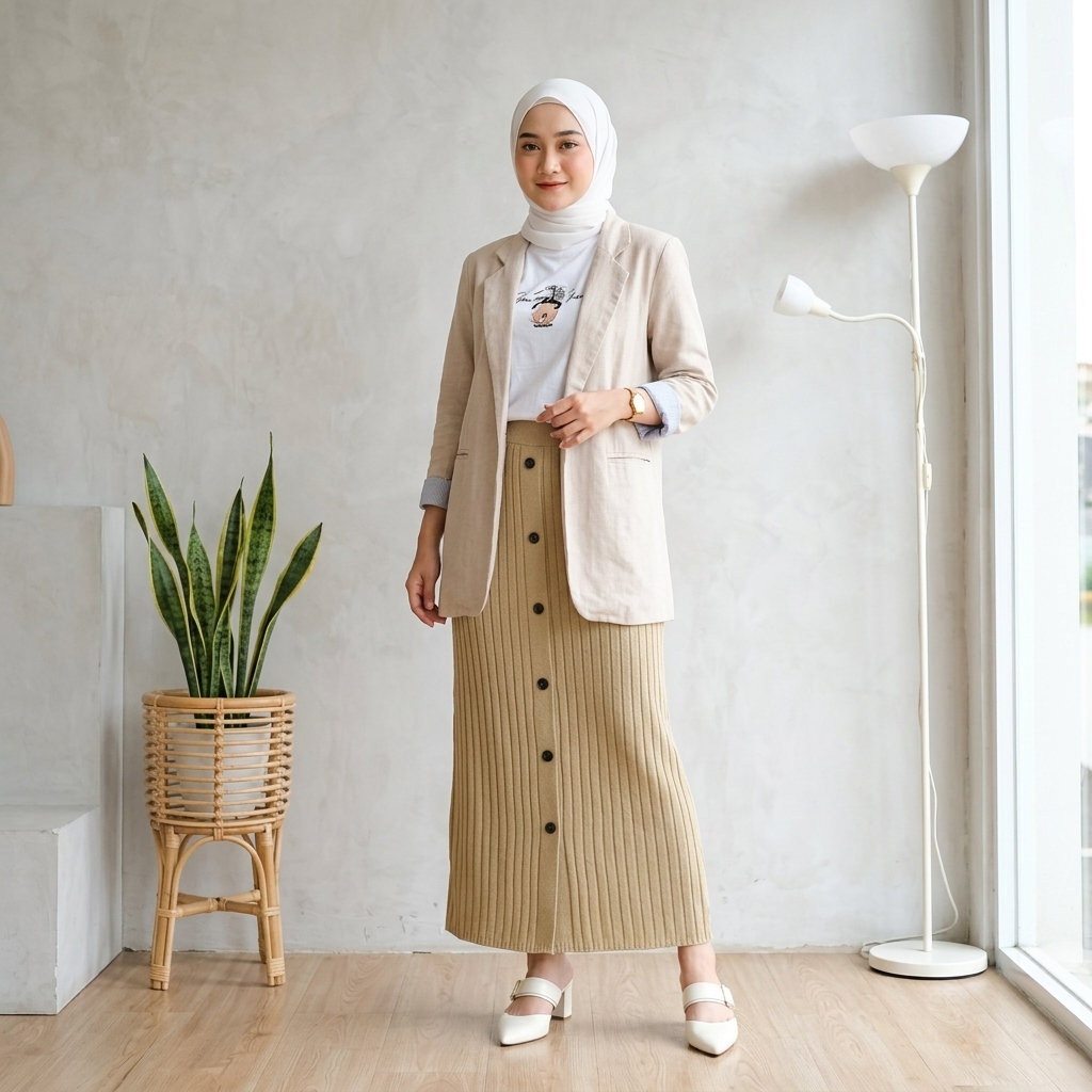 ROK RAJUT KANCING / ROK RAJUT SPAN / SPAN KANCING / ROK WANITA KOREAN STYLE